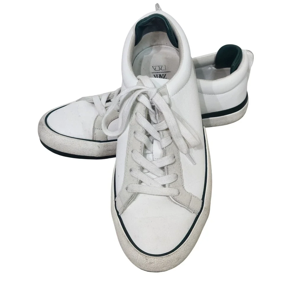 White & green Zara flat sneakers EU 39 | US 8.5‎